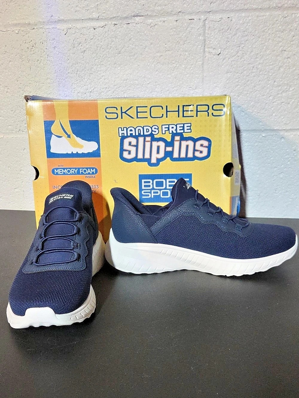 Skechers BOBS Sport Hands Free Slip-Ins Navy Blue Sneakers US 8.5 Like New